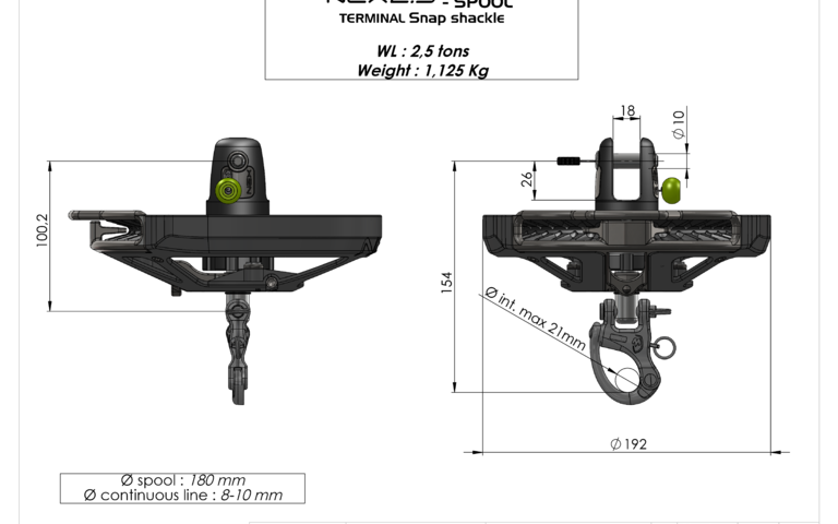 NEX2.5 emmagasineur tourelle mousqueton flying sail furler spool snap shackle profurl