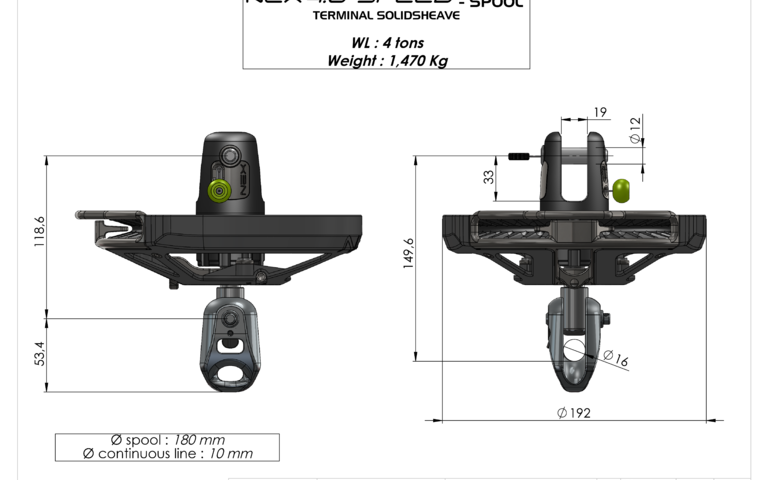 NEX4.0SPEED emmagasineur tourelle palan friction flying sail furler spool solid sheave profurl