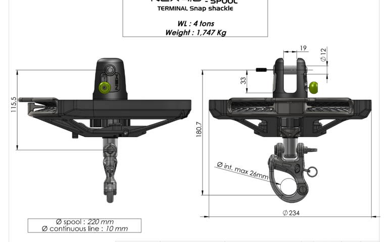NEX4.0 emmagasineur tourelle mousqueton flying sail furler spool snap shackle profurl