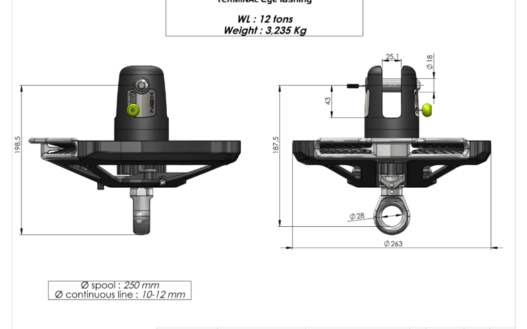 NEX12.0 emmagasineur tourelle oeil lashing flying sail furler spool lashing eye profurl