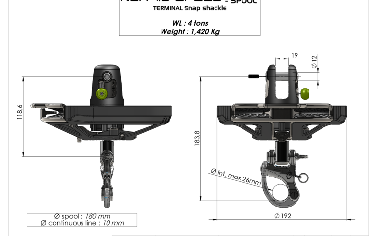 NEX4.0SPEED emmagasineur tourelle mousqueton flying sail furler spool snap shackle profurl