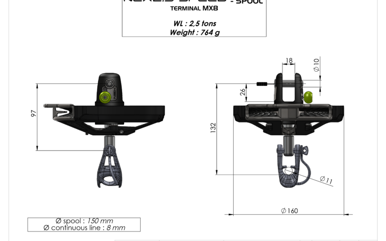 NEX2.5 emmagasineur tourelle MX flying sail furler spool MX profurl