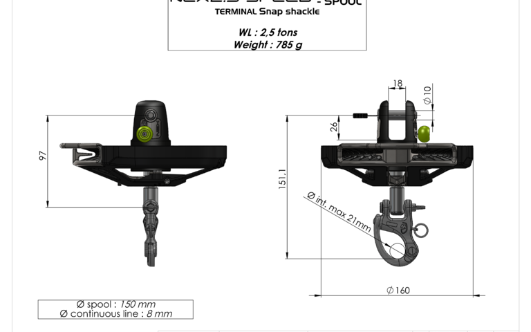 NEX2.5 emmagasineur tourelle mousqueton flying sail furler spool snap shackle profurl