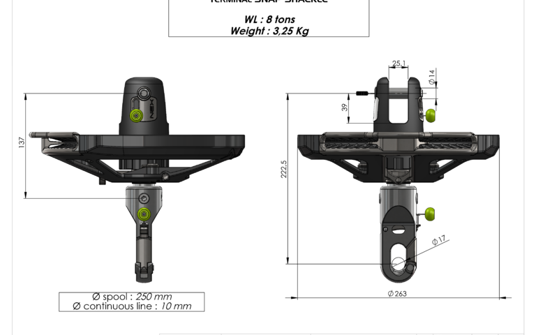 NEX8.0 emmagasineur tourelle mousqueton flying sail furler spool snap shackle profurl